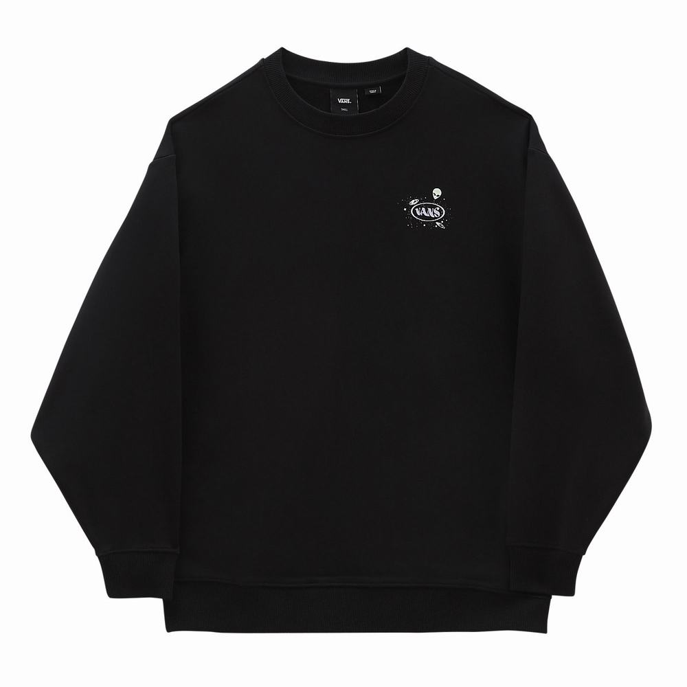 Women's Vans Cosmic Glow Crew Sweatshirts Black | USA06379