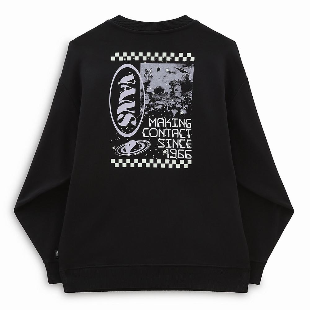 Women's Vans Cosmic Glow Crew Sweatshirts Black | USA06379