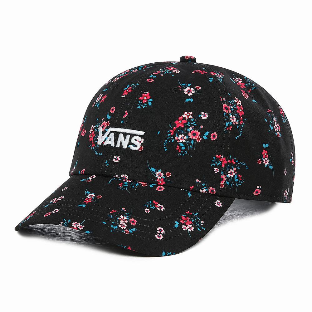 Women's Vans Court Side Printed Hats Black | USA53746