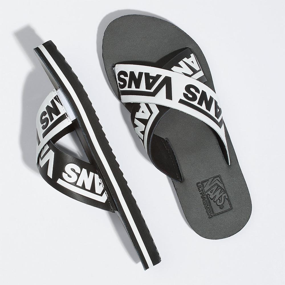 Women's Vans Cross Strap Sandals Black / White | USA90167