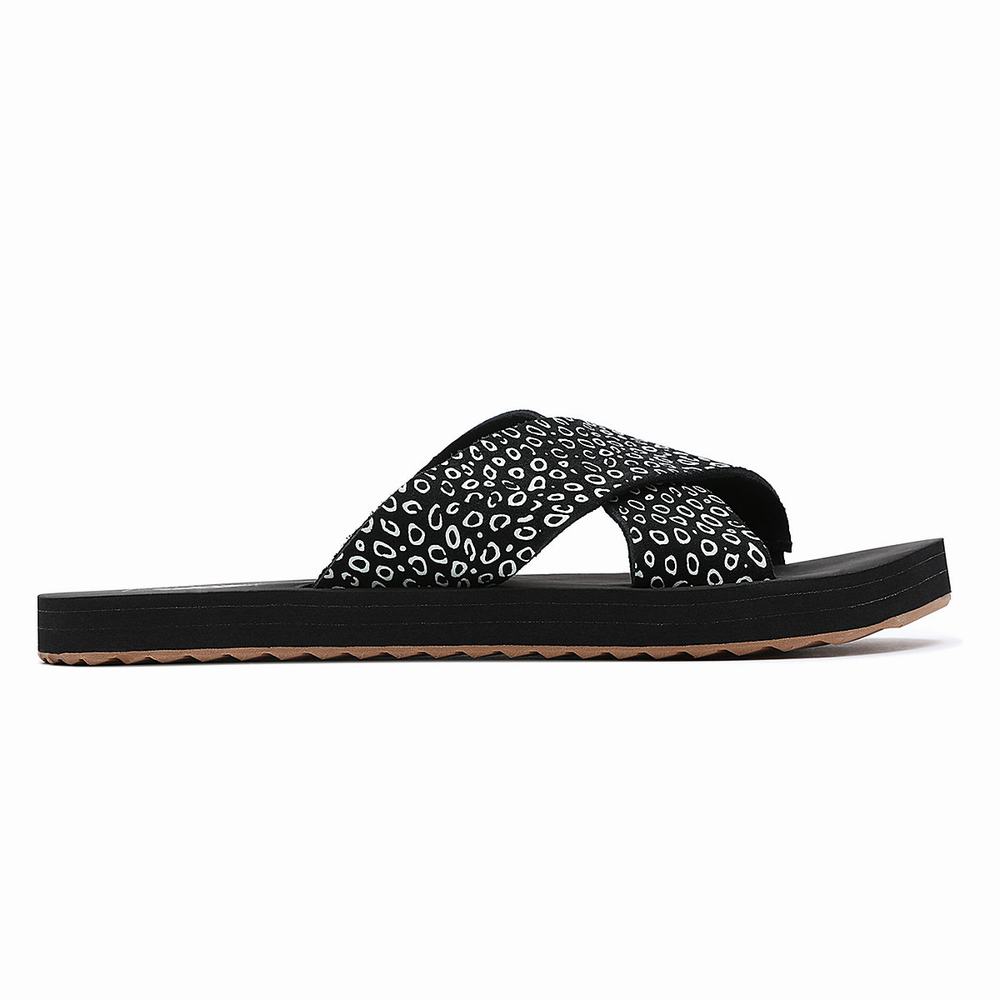 Women's Vans Cross Strap Slides Black | USA60748