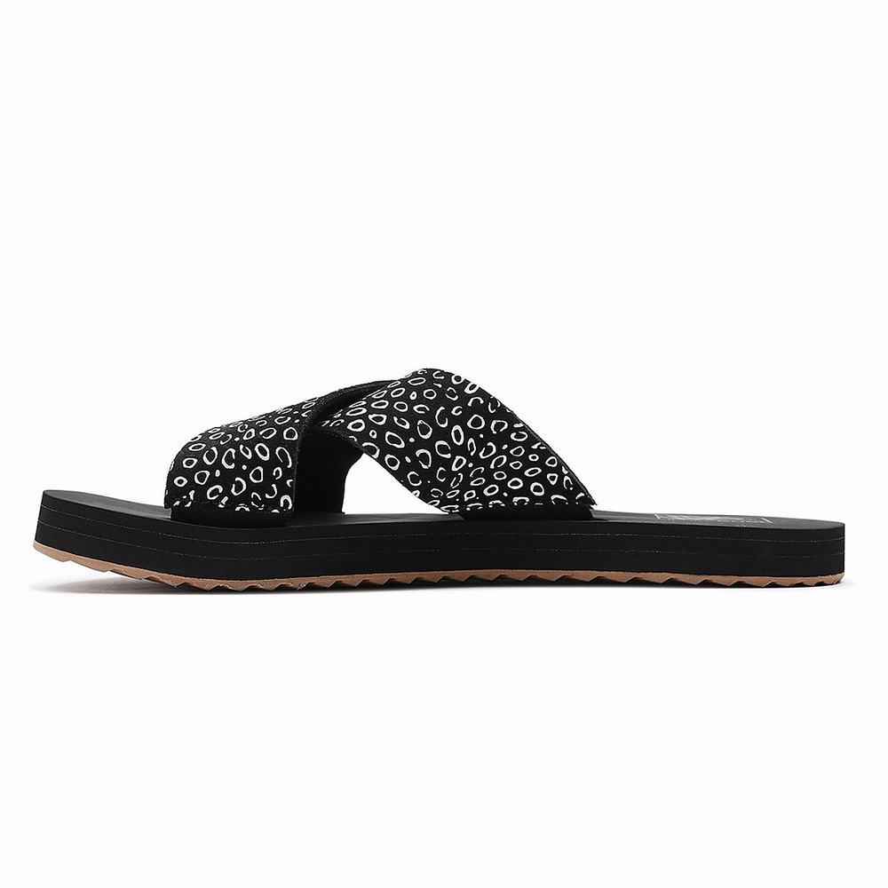 Women's Vans Cross Strap Slides Black | USA60748