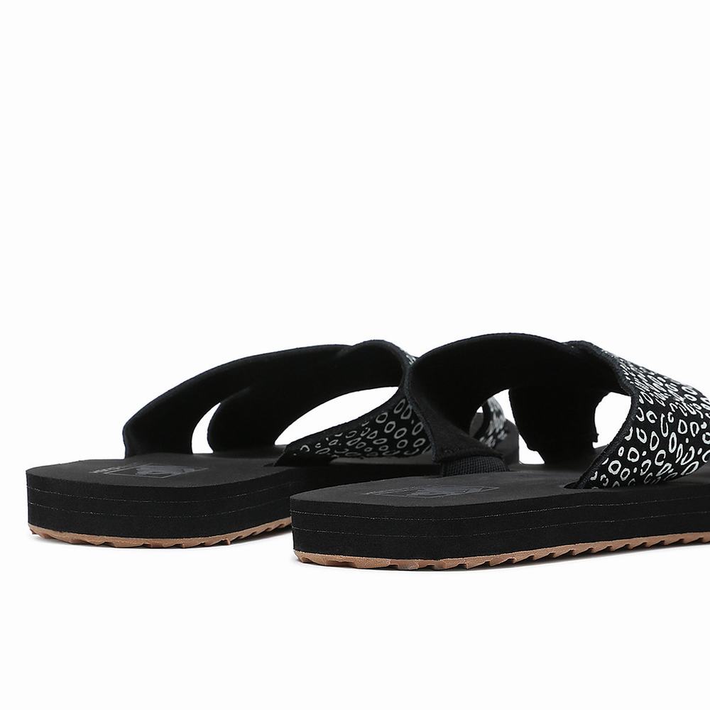 Women's Vans Cross Strap Slides Black | USA60748