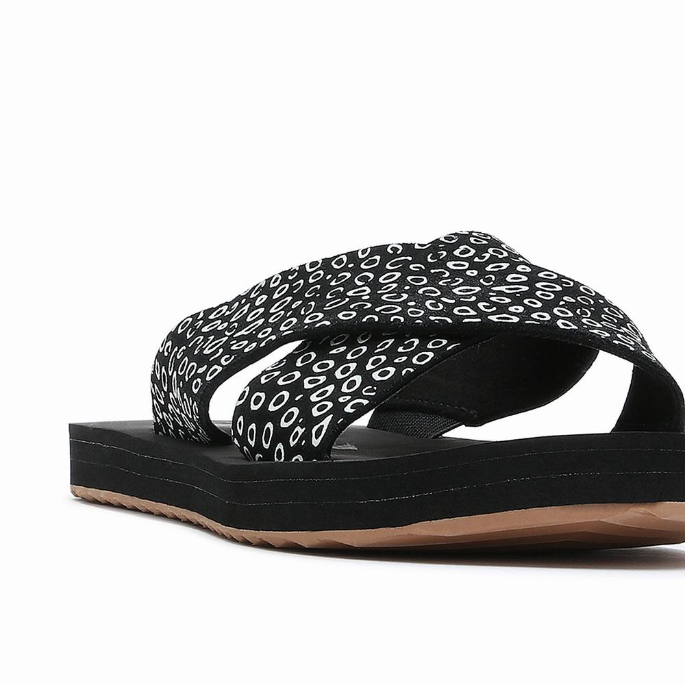 Women's Vans Cross Strap Slides Black | USA60748