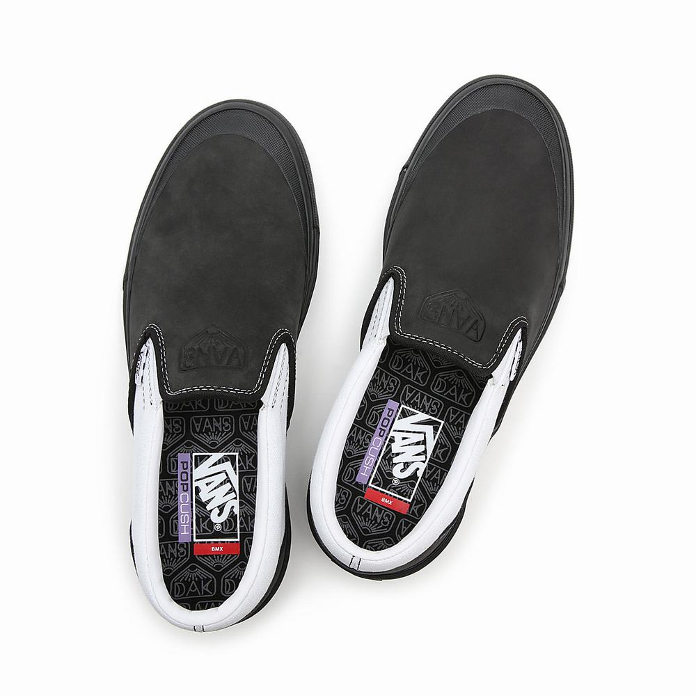 Women's Vans DAK BMX Slip On Shoes Black / White | USA13497