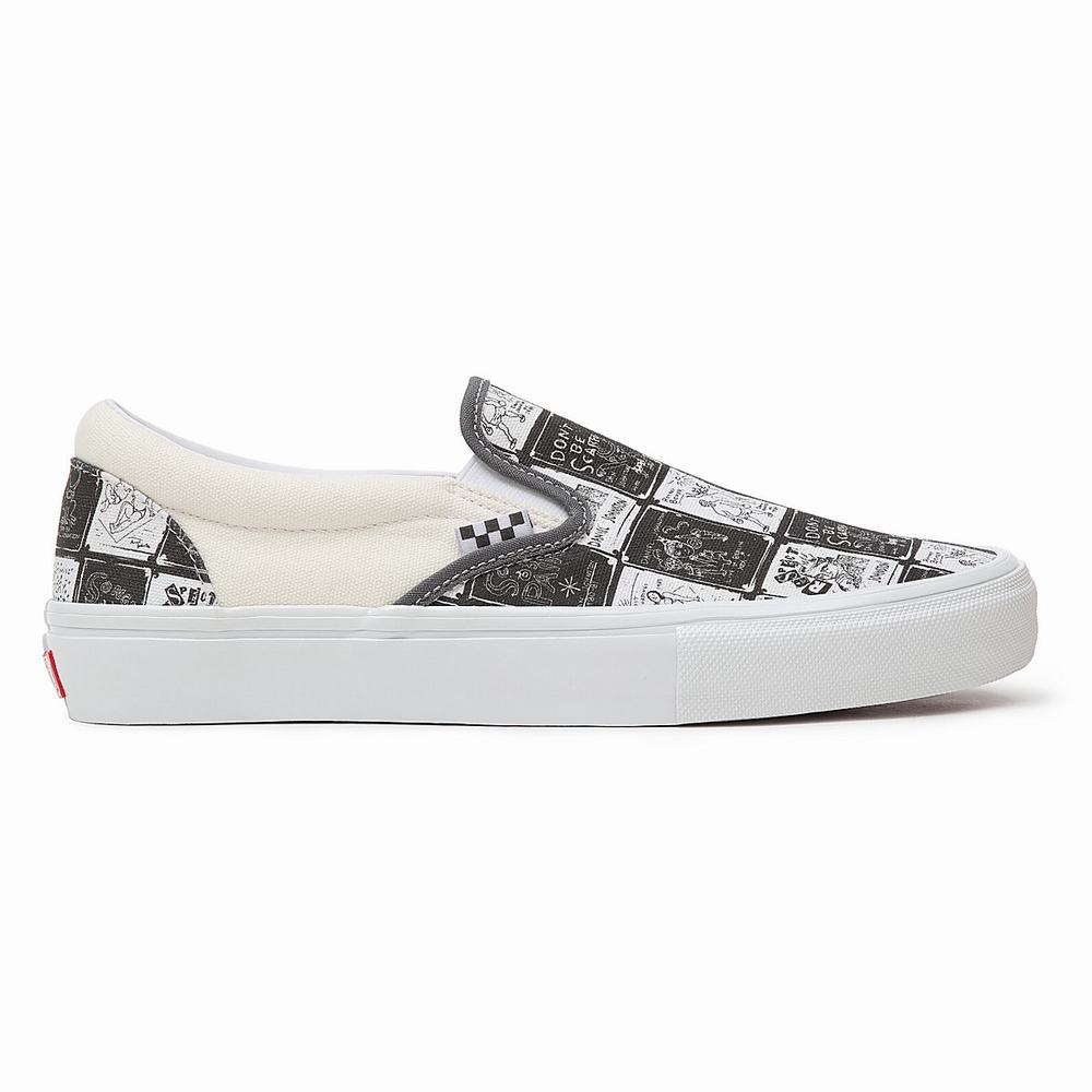 Women's Vans Daniel Johnston Skate Slip On Shoes Grey | USA63954