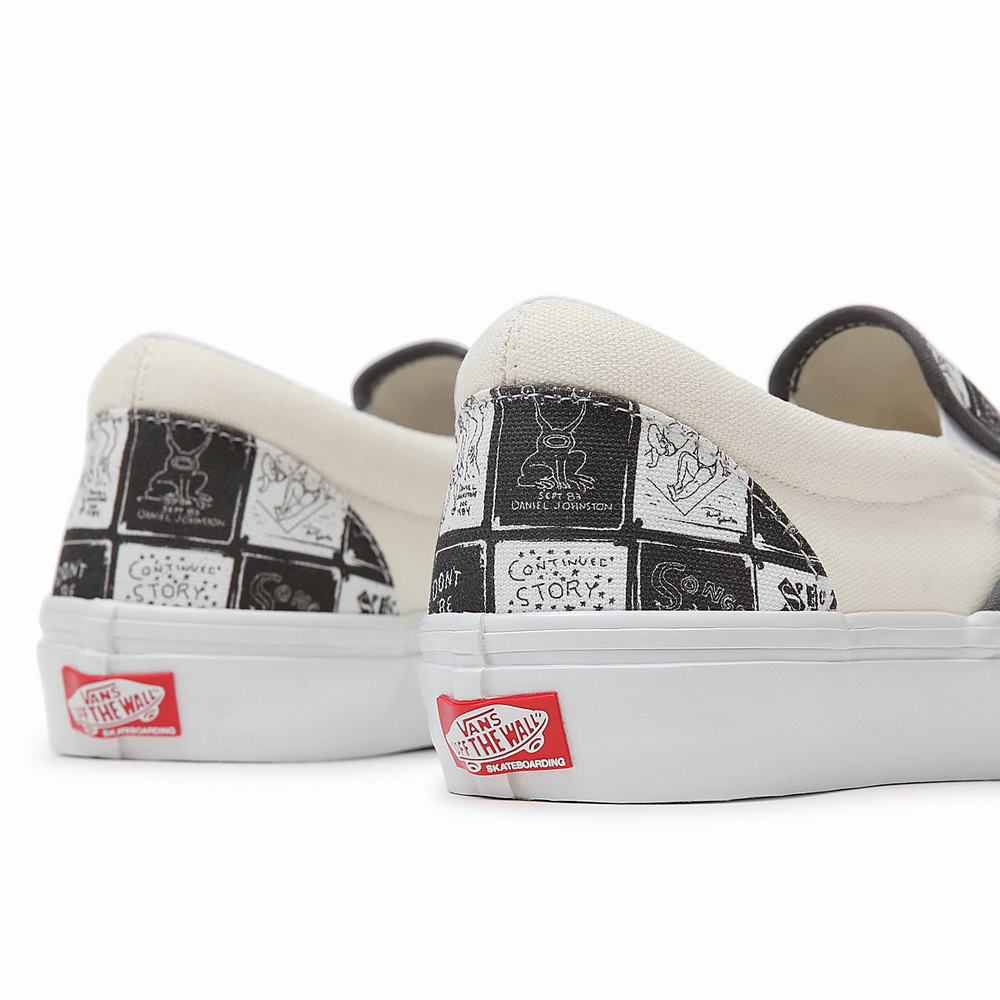 Women's Vans Daniel Johnston Skate Slip On Shoes Grey | USA63954