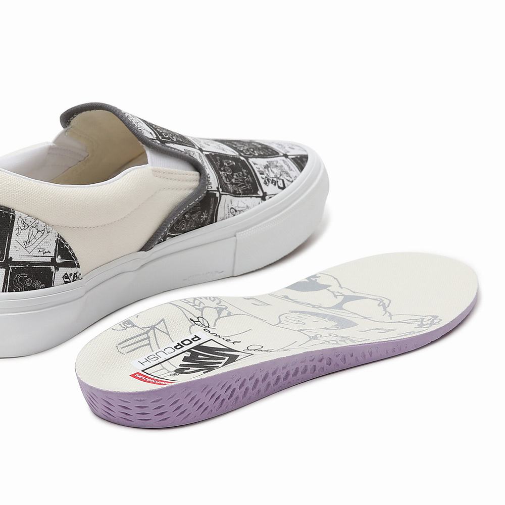 Women's Vans Daniel Johnston Skate Slip On Shoes Grey | USA63954