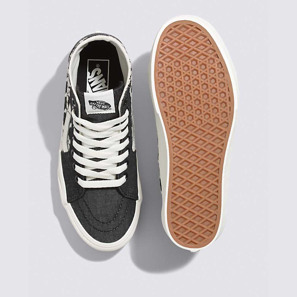 Women's Vans Denim Mix Sk8-Hi Tapered Stackform Sneakers Black | USA72593