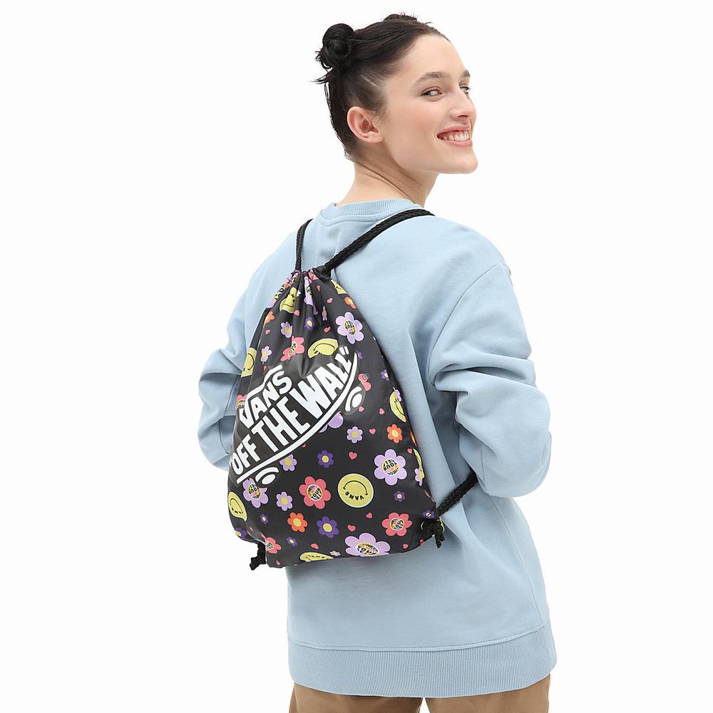 Women's Vans Drawstring Bags Black / Multicolor | USA78062