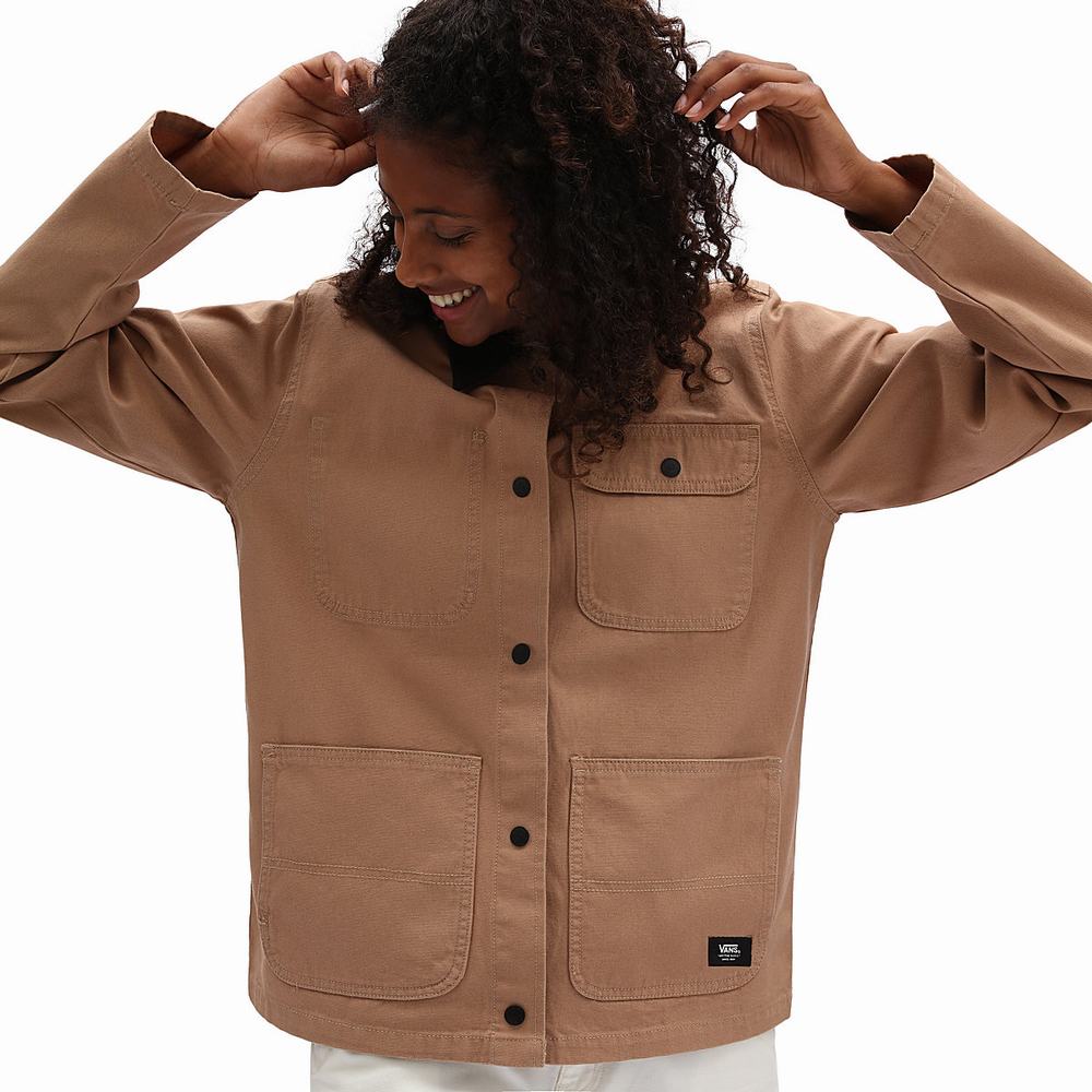 Women\'s Vans Drill Chore Jackets Beige | USA29701