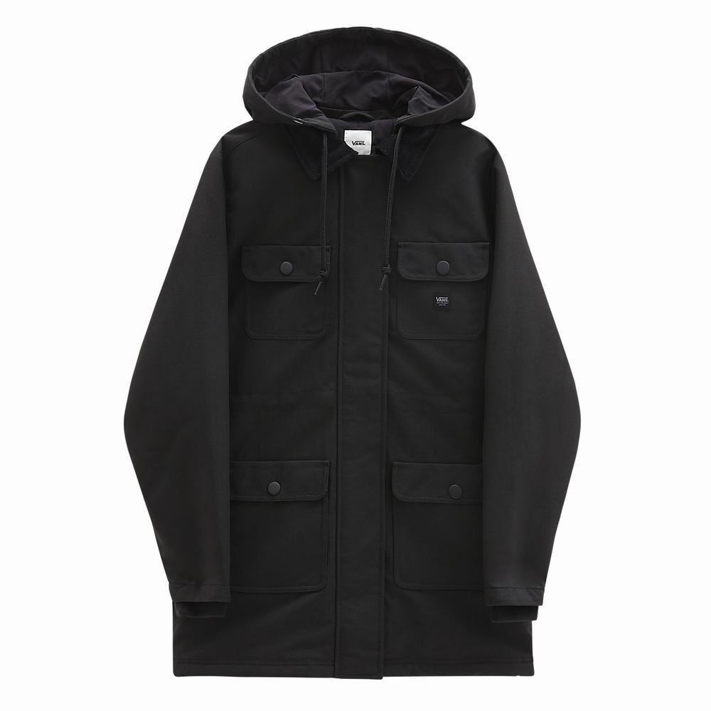 Women's Vans Drill Long Chore MTE Coats Black | USA34756