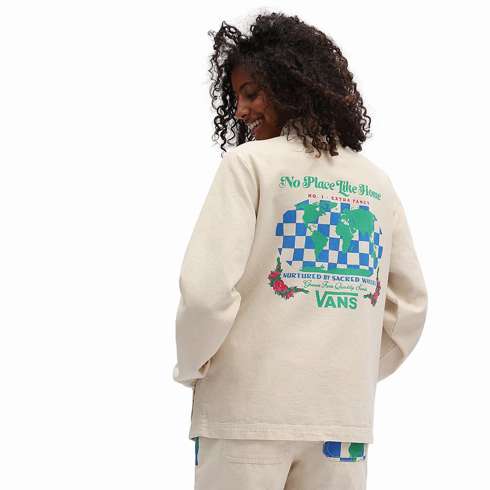 Women\'s Vans Eco Positivity Jackets White | USA94238