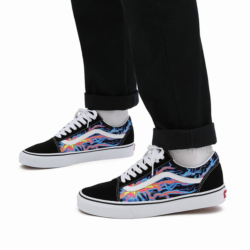 Women's Vans Electric Flame Old Skool Sneakers Black / Multicolor | USA28573