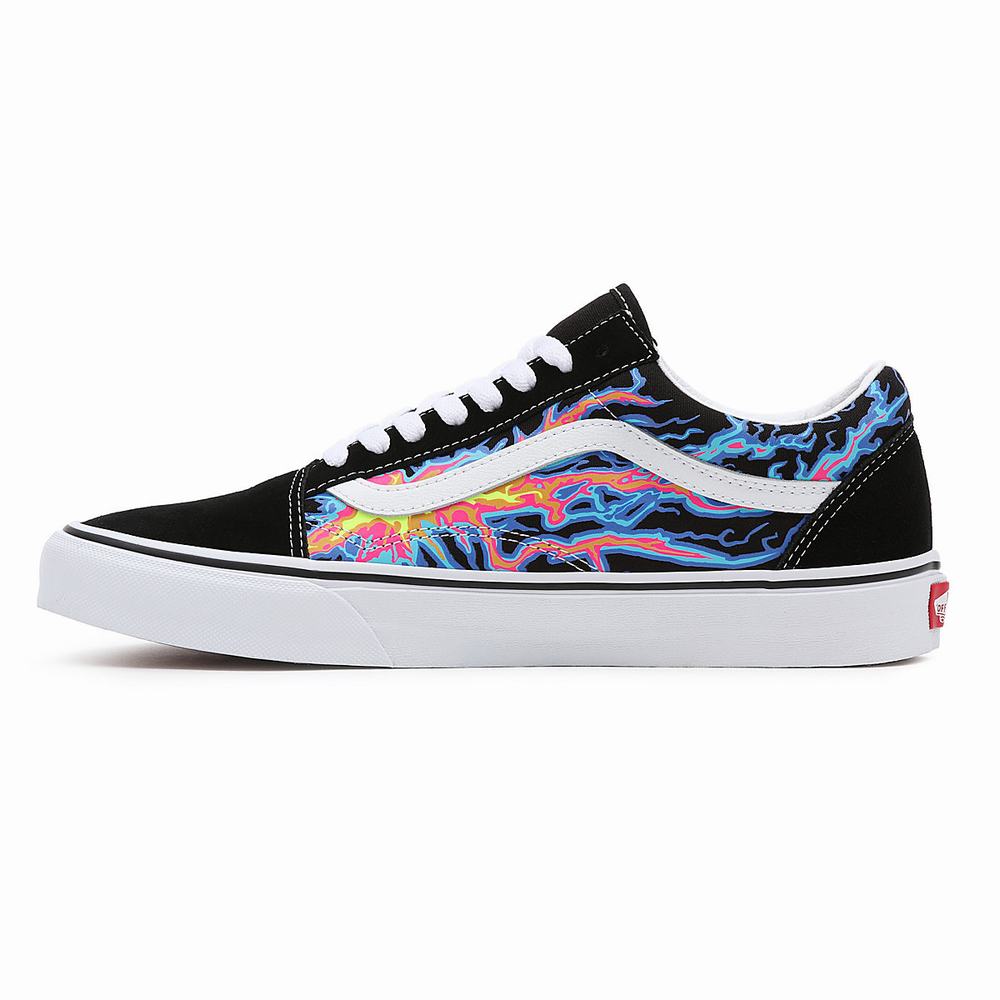 Women's Vans Electric Flame Old Skool Sneakers Black / Multicolor | USA28573