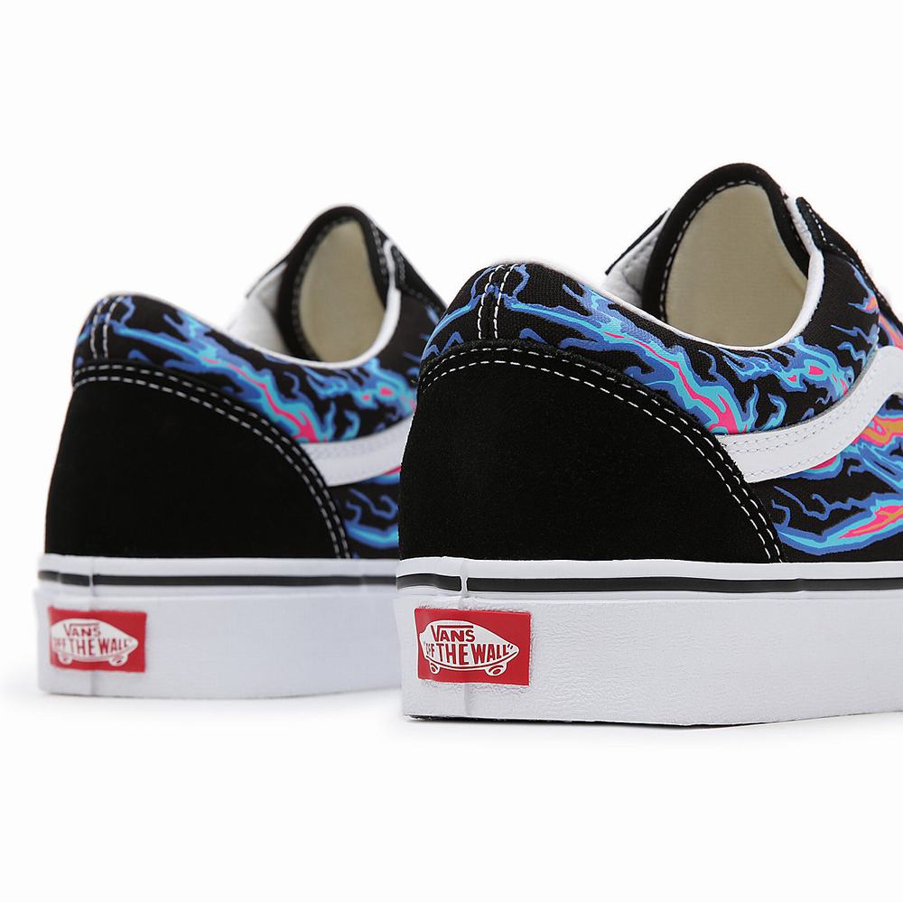 Women's Vans Electric Flame Old Skool Sneakers Black / Multicolor | USA28573