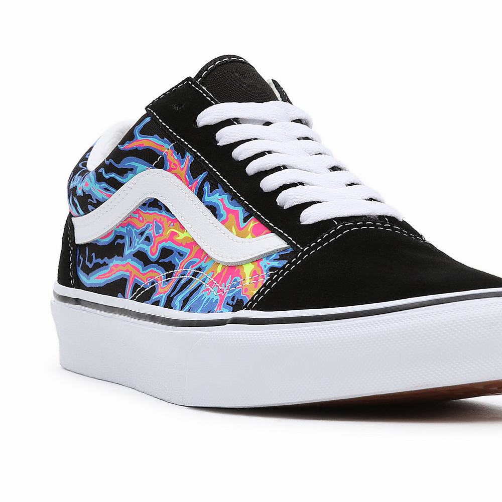 Women's Vans Electric Flame Old Skool Sneakers Black / Multicolor | USA28573