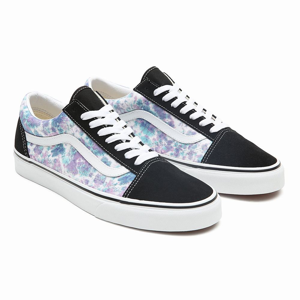 Women\'s Vans English Lavender Tie Dye Old Skool Sneakers Black | USA47690