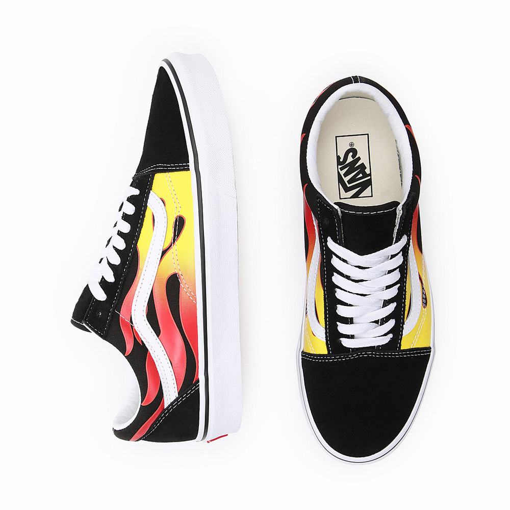 Women's Vans Flame Old Skool Sneakers Black | USA57109