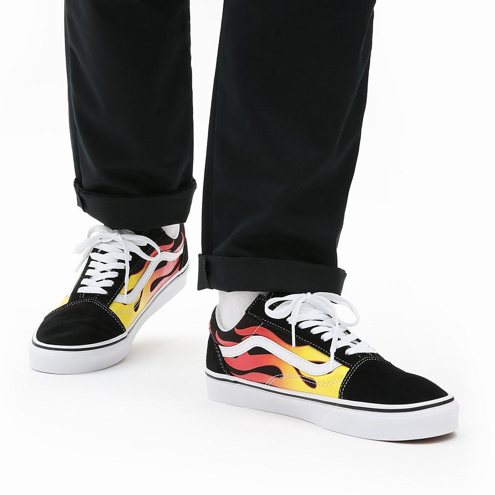 Women's Vans Flame Old Skool Sneakers Black | USA57109