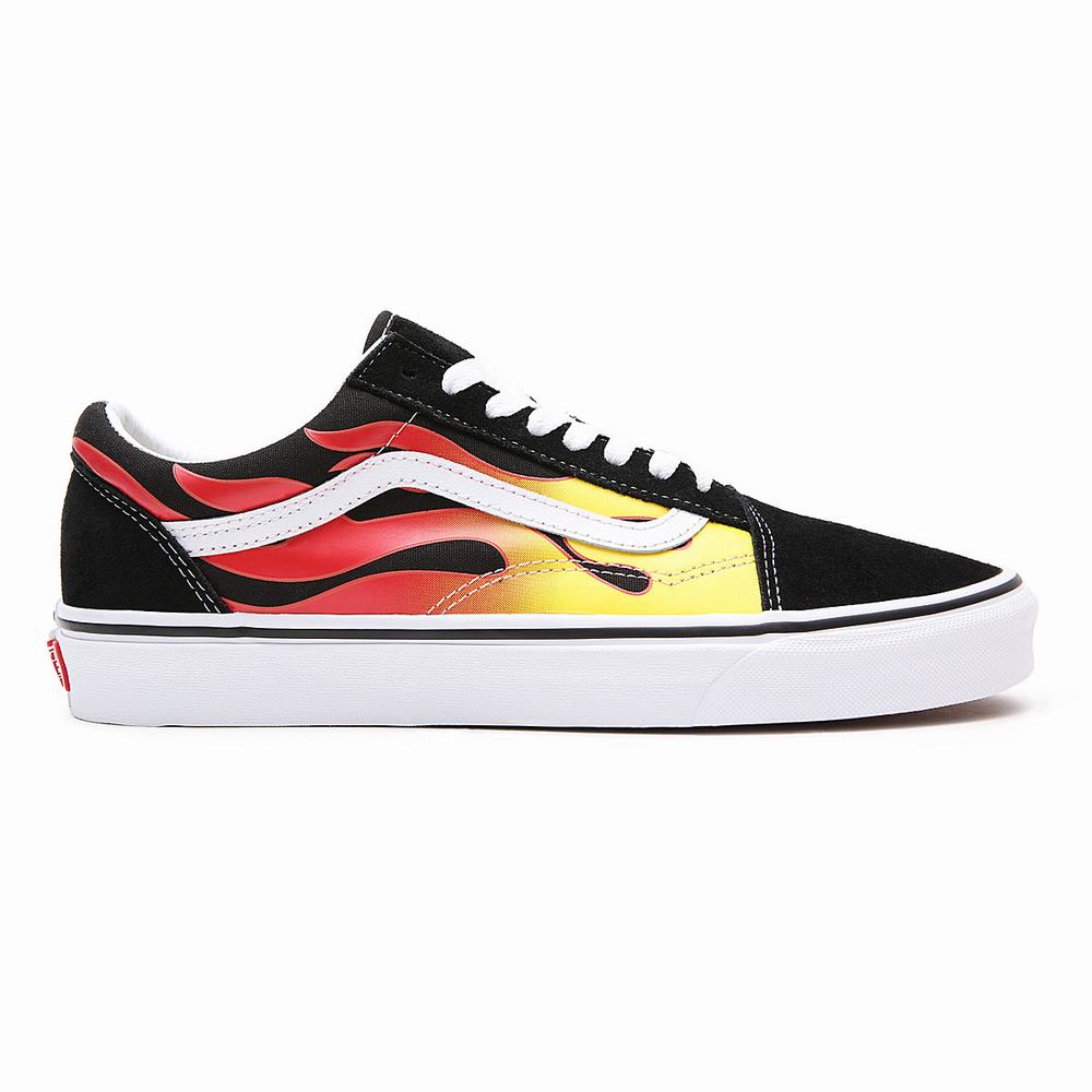 Women's Vans Flame Old Skool Sneakers Black | USA57109