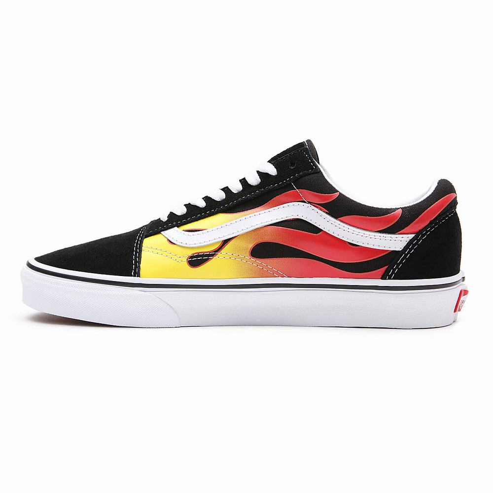 Women's Vans Flame Old Skool Sneakers Black | USA57109