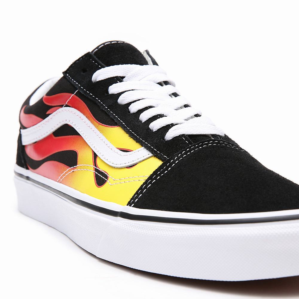 Women's Vans Flame Old Skool Sneakers Black | USA57109