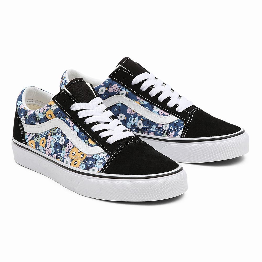 Women\'s Vans Floral Old Skool Sneakers Black / Multicolor | USA58341