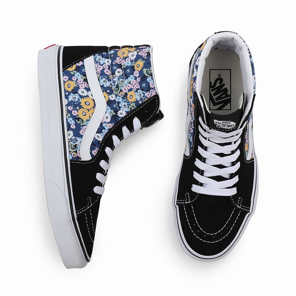 Women's Vans Floral Sk8-Hi Sneakers Black / Multicolor | USA15970