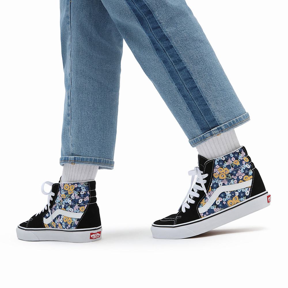 Women's Vans Floral Sk8-Hi Sneakers Black / Multicolor | USA15970