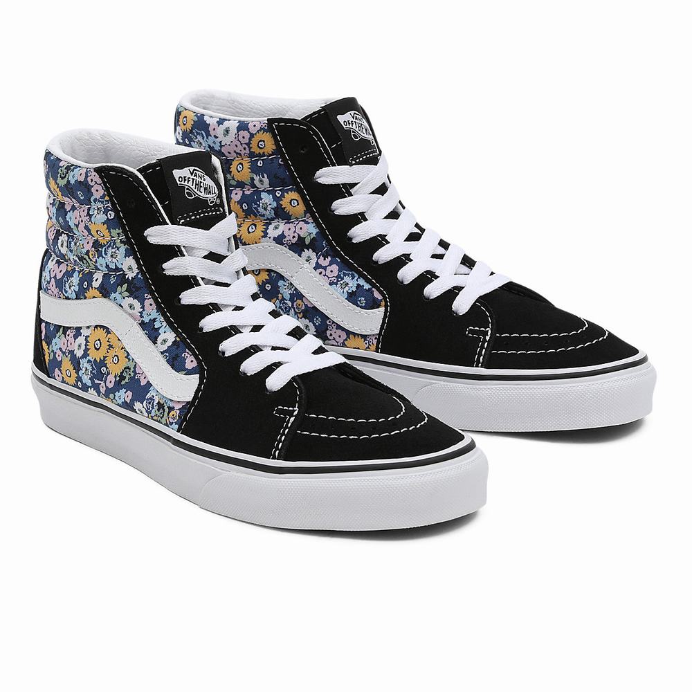 Women\'s Vans Floral Sk8-Hi Sneakers Black / Multicolor | USA15970