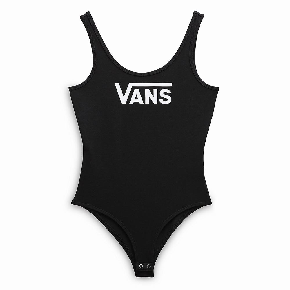 Women's Vans Flying V Body Suit T Shirts Black | USA92381