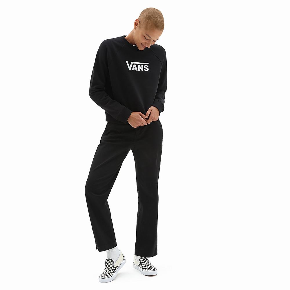 Women's Vans Flying V Boxy Crew Sweatshirts Black | USA75083