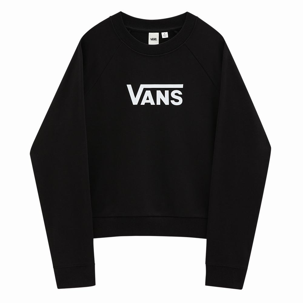 Women's Vans Flying V Boxy Crew Sweatshirts Black | USA75083