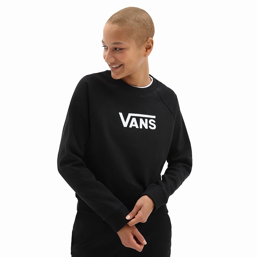 Women\'s Vans Flying V Boxy Crew Sweatshirts Black | USA75083