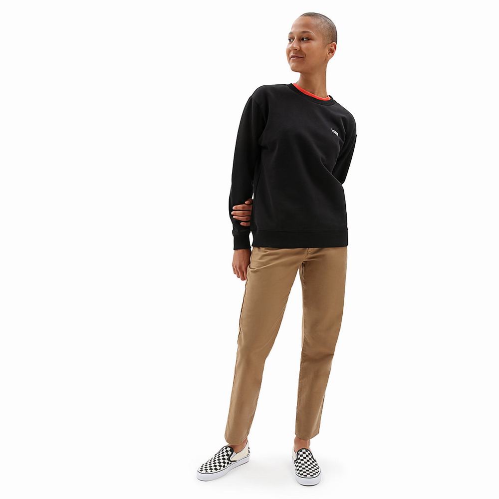 Women's Vans Flying V Boyfriend Fit Crew Sweatshirts Black | USA01478