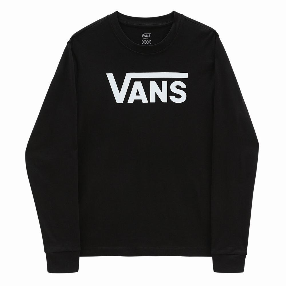 Women's Vans Flying V Classic Long Sleeve T Shirts Black | USA72086