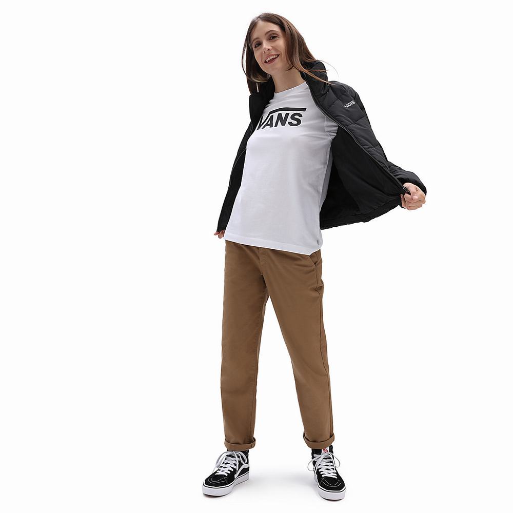 Women's Vans Flying V Classic Long Sleeve T Shirts White | USA79340