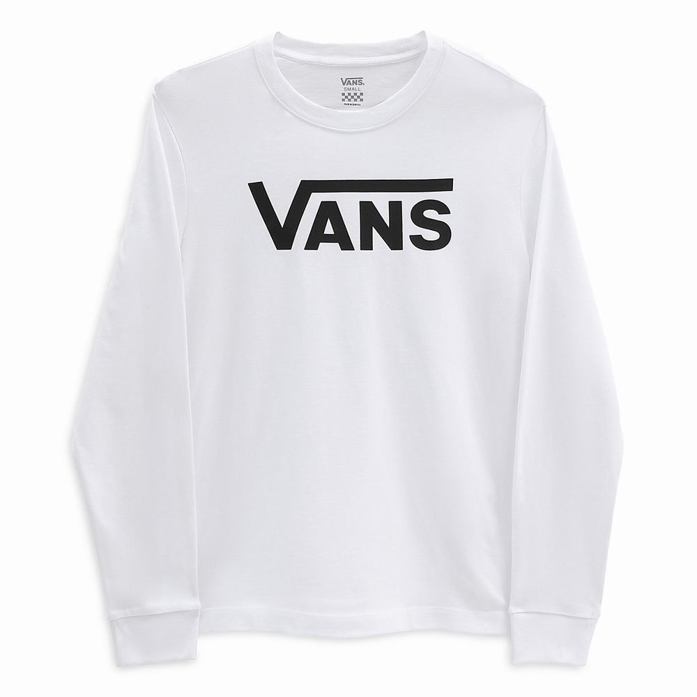 Women's Vans Flying V Classic Long Sleeve T Shirts White | USA79340