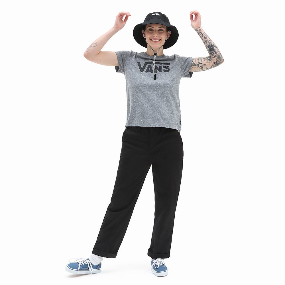 Women's Vans Flying V Crew T Shirts Grey | USA93128