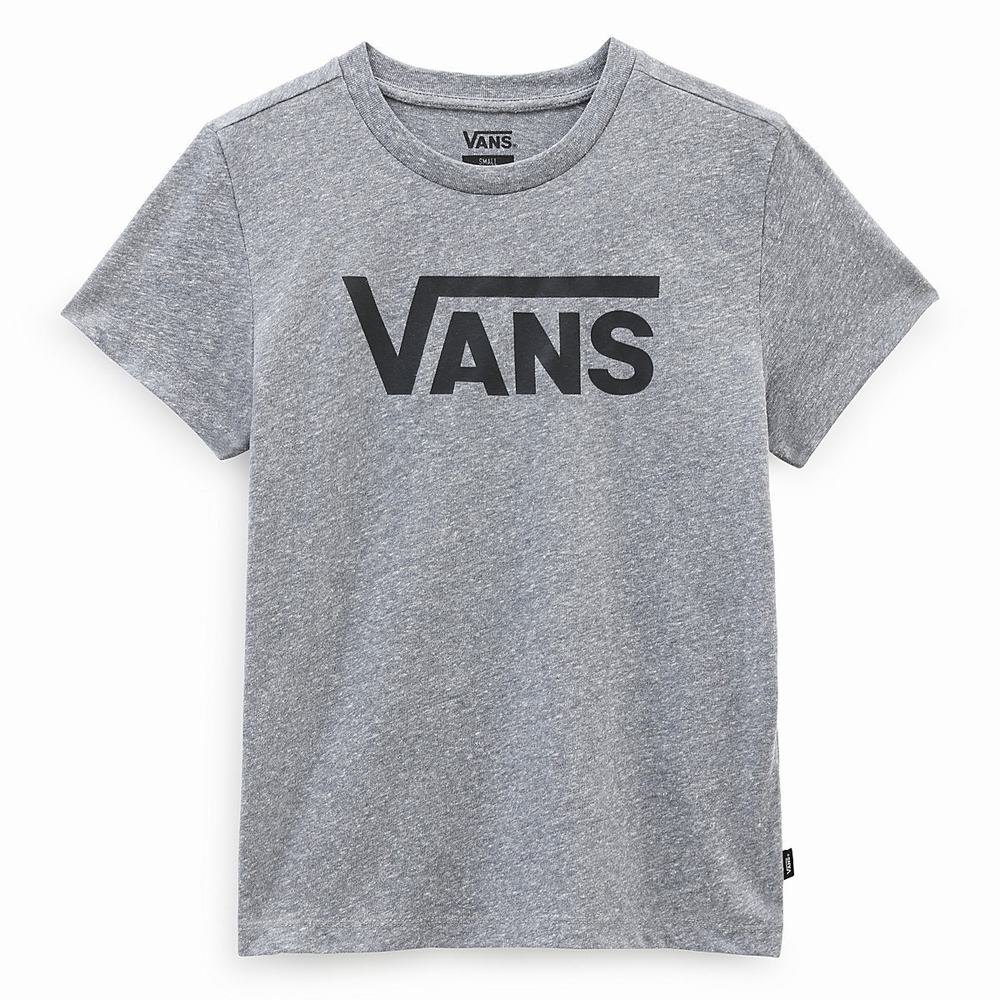 Women's Vans Flying V Crew T Shirts Grey | USA93128