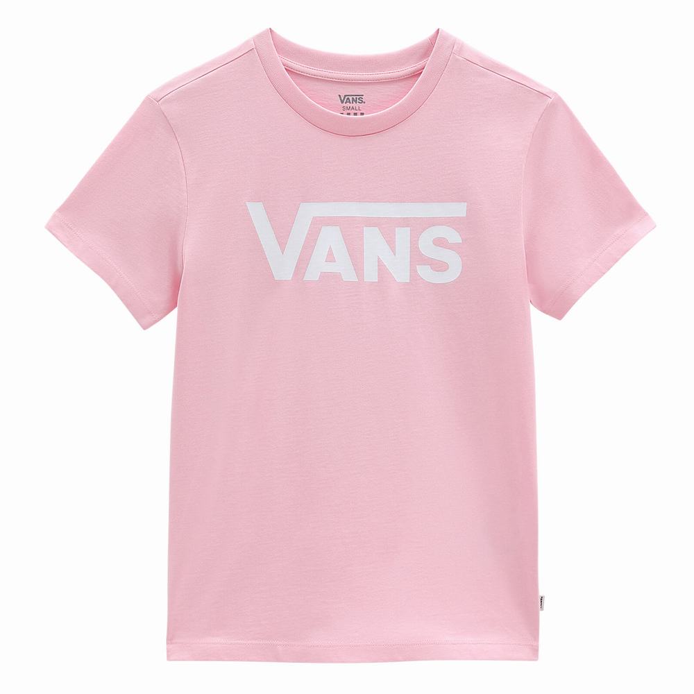 Women's Vans Flying V Crew T Shirts Pink | USA19306