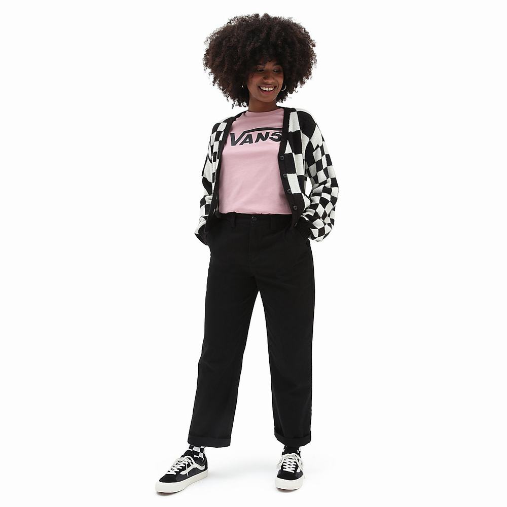 Women's Vans Flying V Crew T Shirts Pink | USA69205