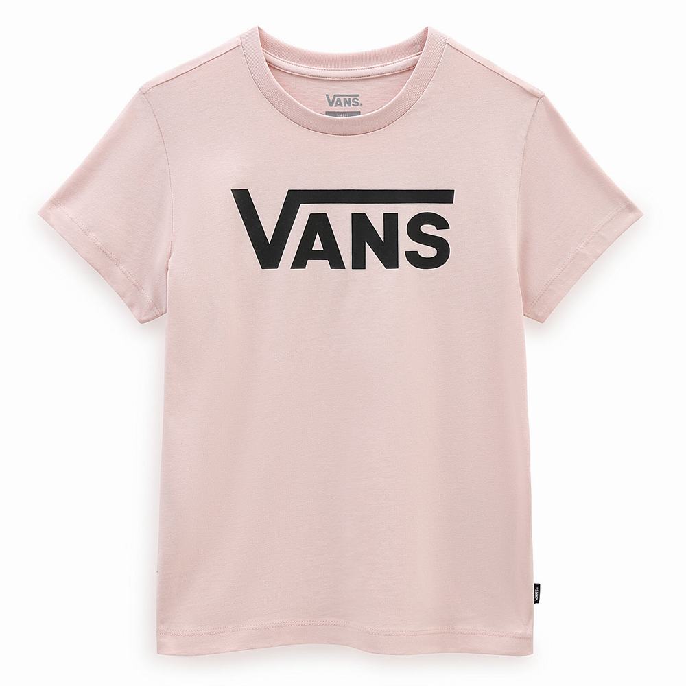 Women's Vans Flying V Crew T Shirts Pink | USA84726