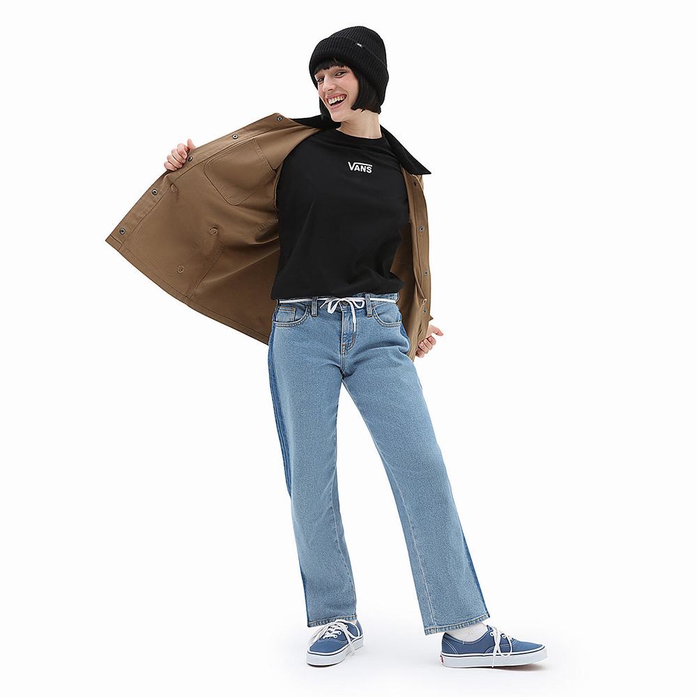 Women's Vans Flying V Oversized T Shirts Black | USA52317