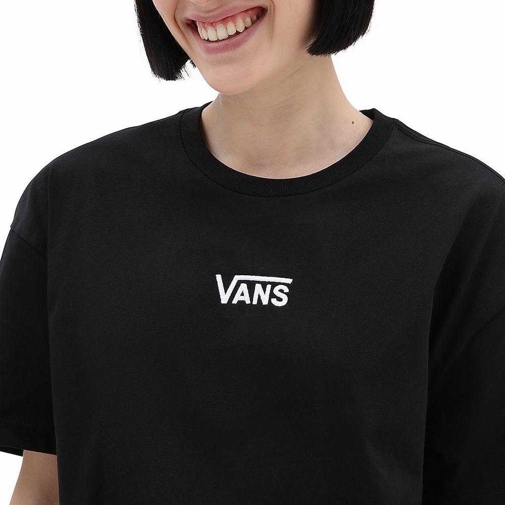 Women's Vans Flying V Oversized T Shirts Black | USA52317