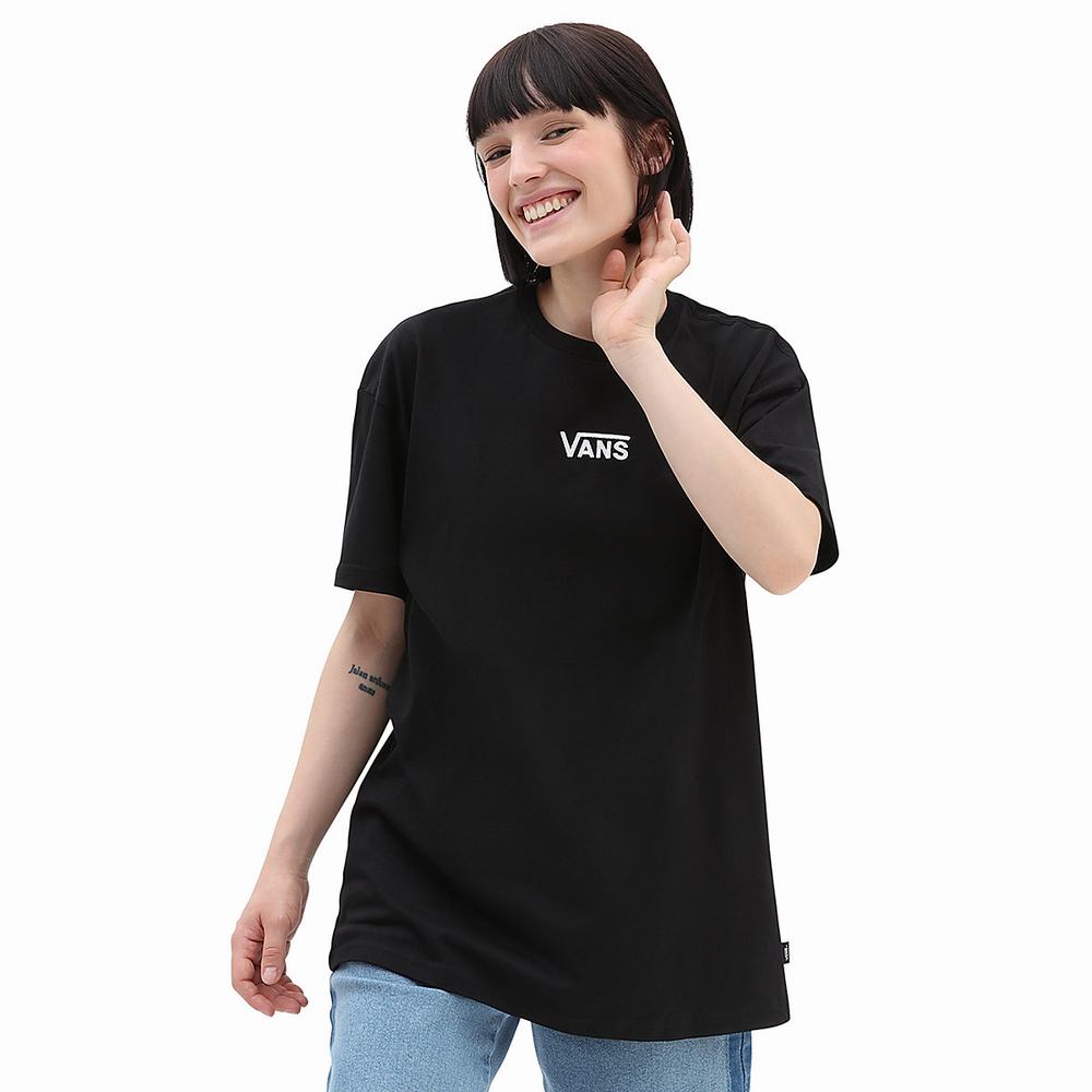 Women\'s Vans Flying V Oversized T Shirts Black | USA52317