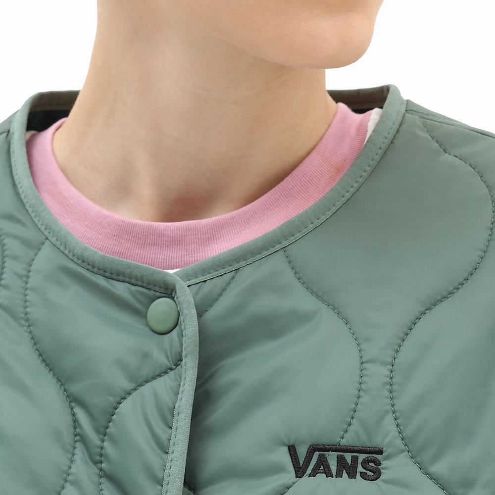 Women's Vans Forces Short Reversible Liner Jackets Green | USA93782