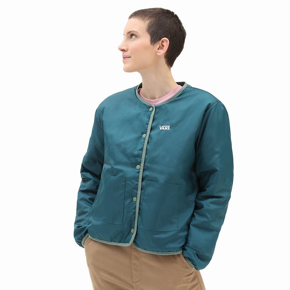 Women's Vans Forces Short Reversible Liner Jackets Green | USA93782