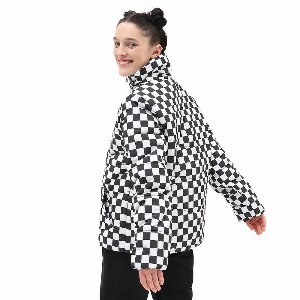 Women's Vans Foundry Print Puff MTE Jackets Black / White | USA26573